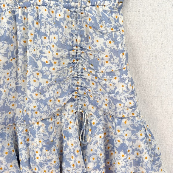 SAYLOR Marina Mini Dress Womens XS Floral Sky Printed Ruffle Ruched Flutter - Picture 9 of 16
